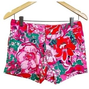 Lilly Pulitzer A Thing Called Love Floral Callahan Shorts 0 Bright Preppy Pink